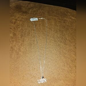 USN UNITED STATES NAVY STERLING SILVER 925 18 IN. NECKLACE 1/4 CTTW DIAMONDS